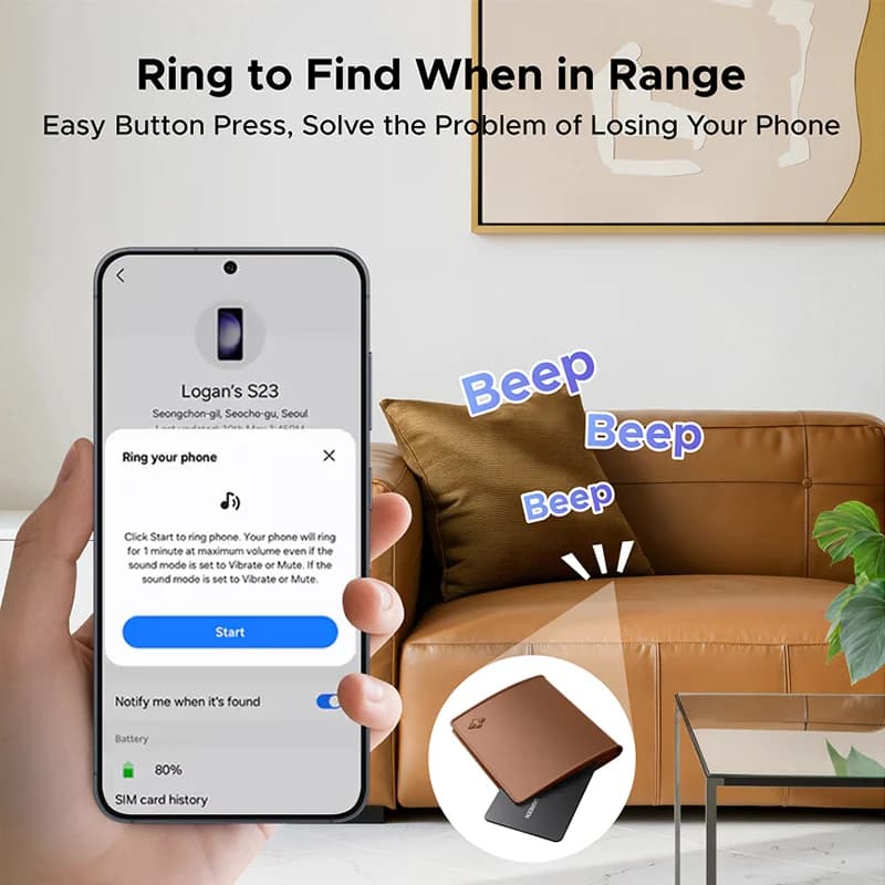 Bluetooth GPS Tracker Tag für Schlüssel und Geldbörsen