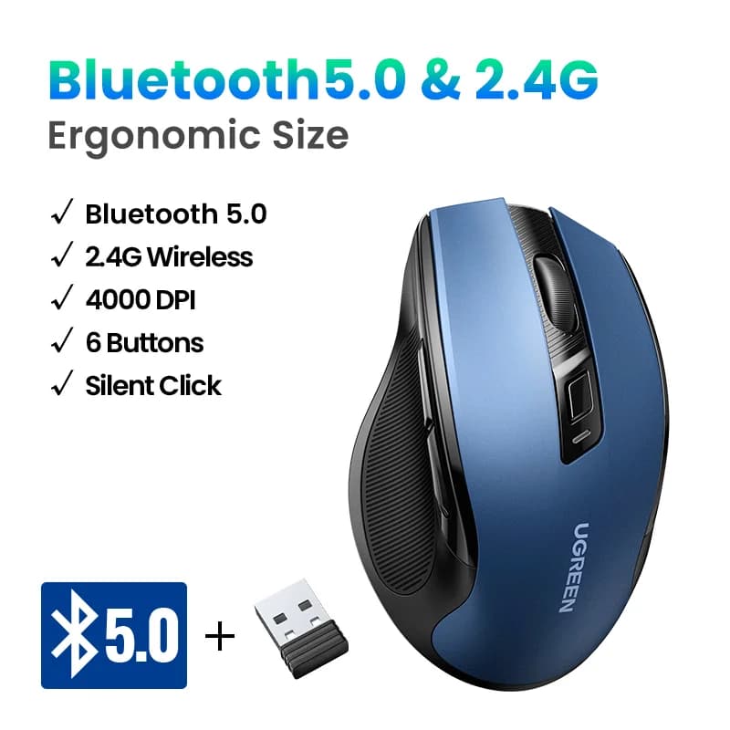 Ergonomische kabellose Maus, Bluetooth, 4000 DPI