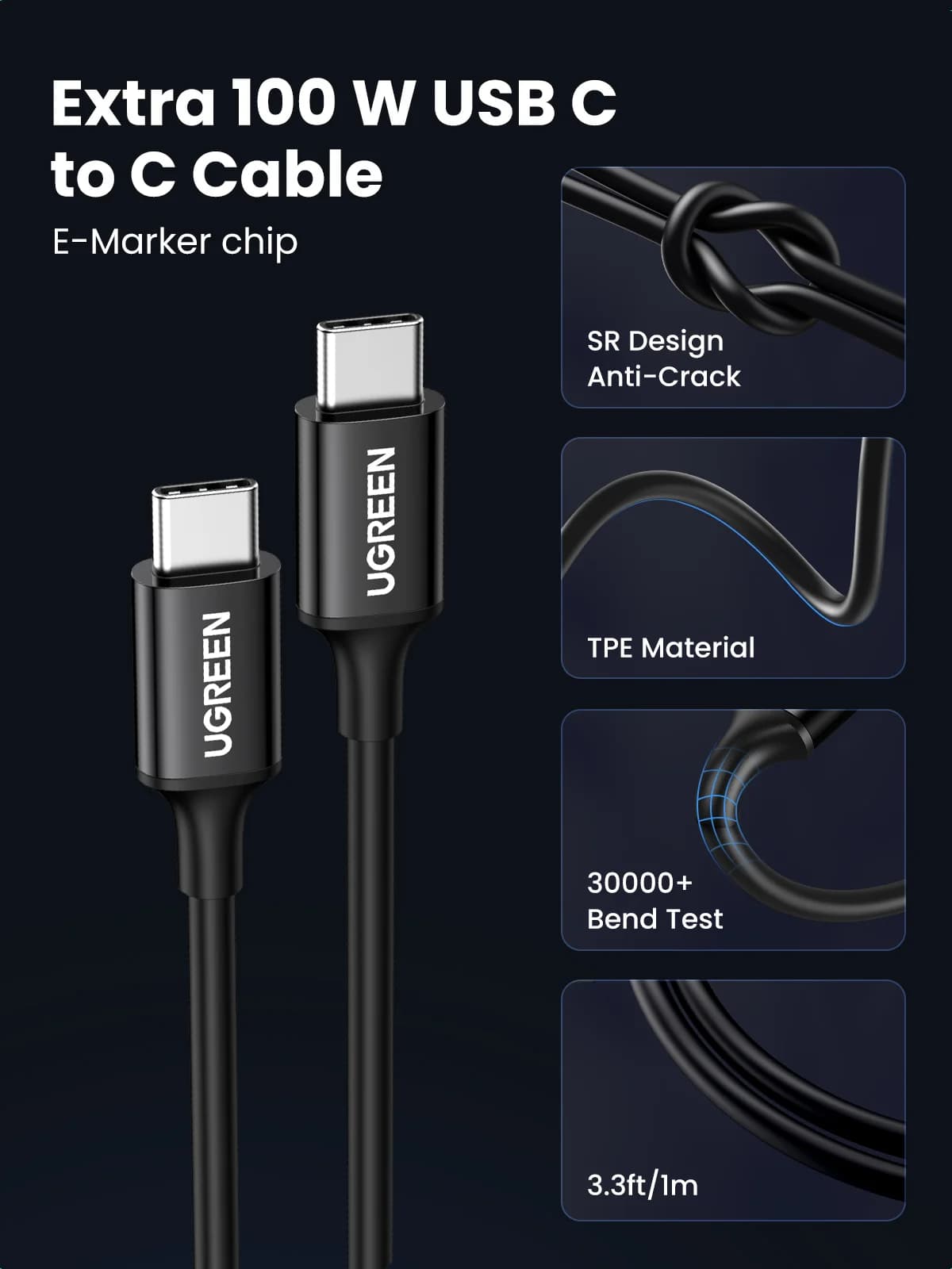 130W USB-C Kfz-Schnellladegerät mit PD Kabel