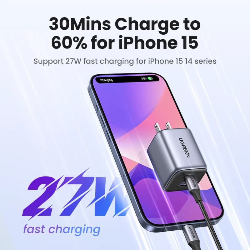 35W GaN USB-C Schnellladegerät mit US-Stecker