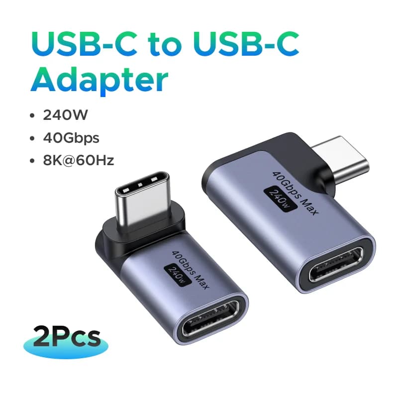 2er-Pack Abgewinkelter USB-C auf USB-C Adapter