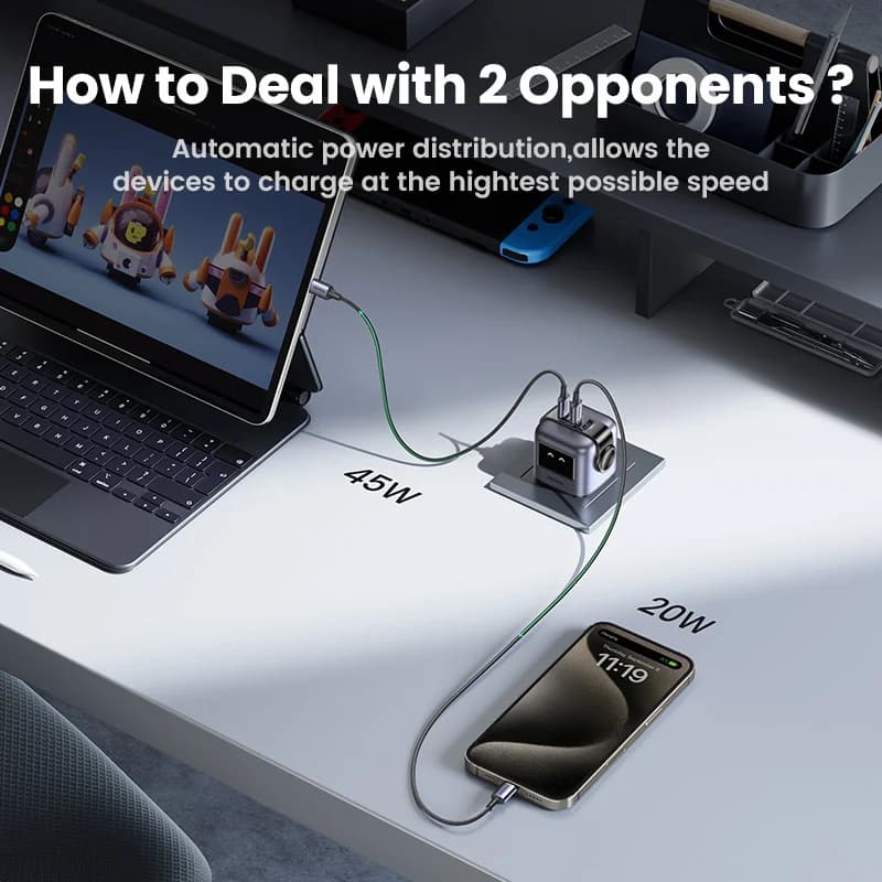 65W GaN USB-C Schnellladegerät mit UK-Stecker
