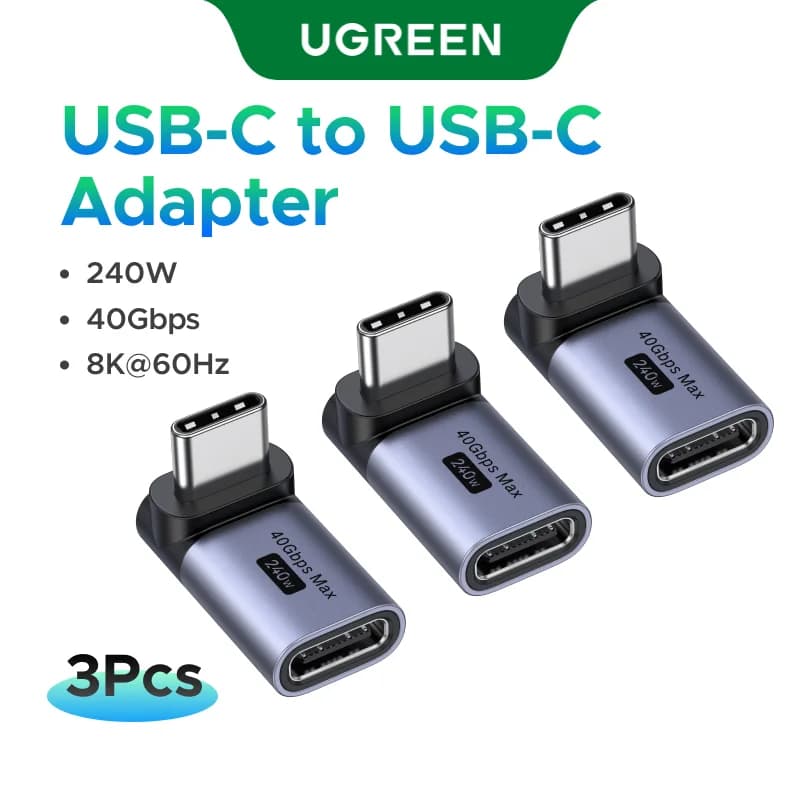 USB-C Winkeladapter, Buchse auf Stecker, 3er-Pack