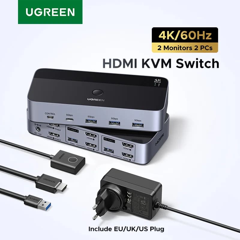 Dual-Monitor-KVM-Switch mit HDMI und USB-C