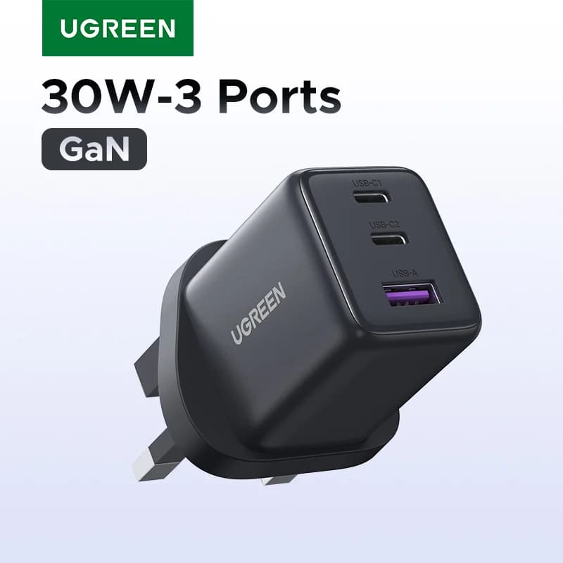 30W Mini GaN USB-C Schnellladegerät mit UK-Stecker
