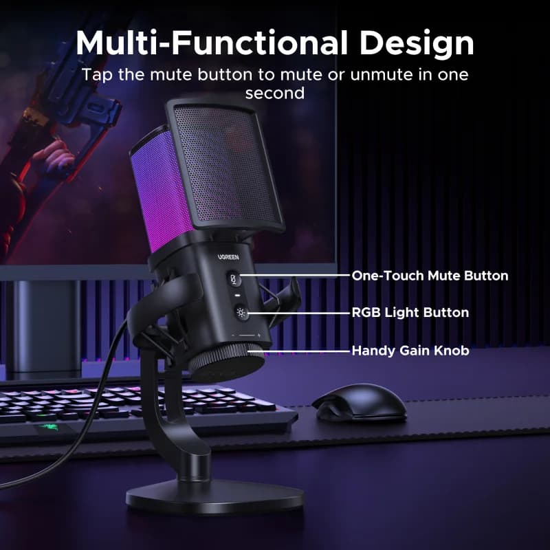 USB-Mikrofon mit Touch-Mute und RGB-Beleuchtung