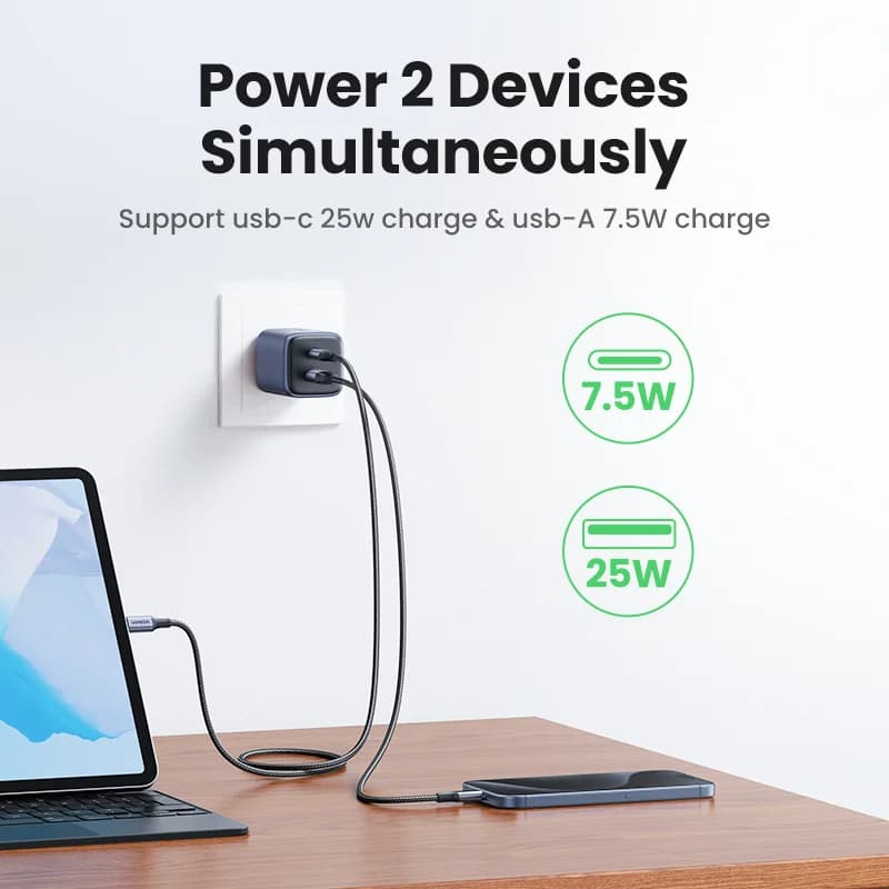 35W GaN USB-C Schnellladegerät mit US-Stecker