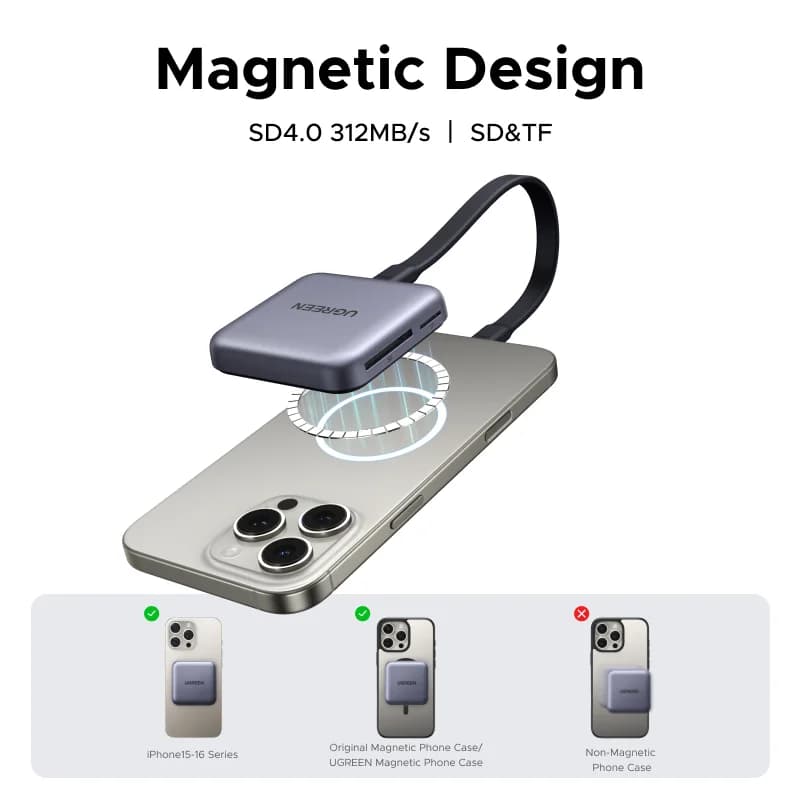 Magnetischer USB-C SD- und TF-Kartenleser, 312MB/s