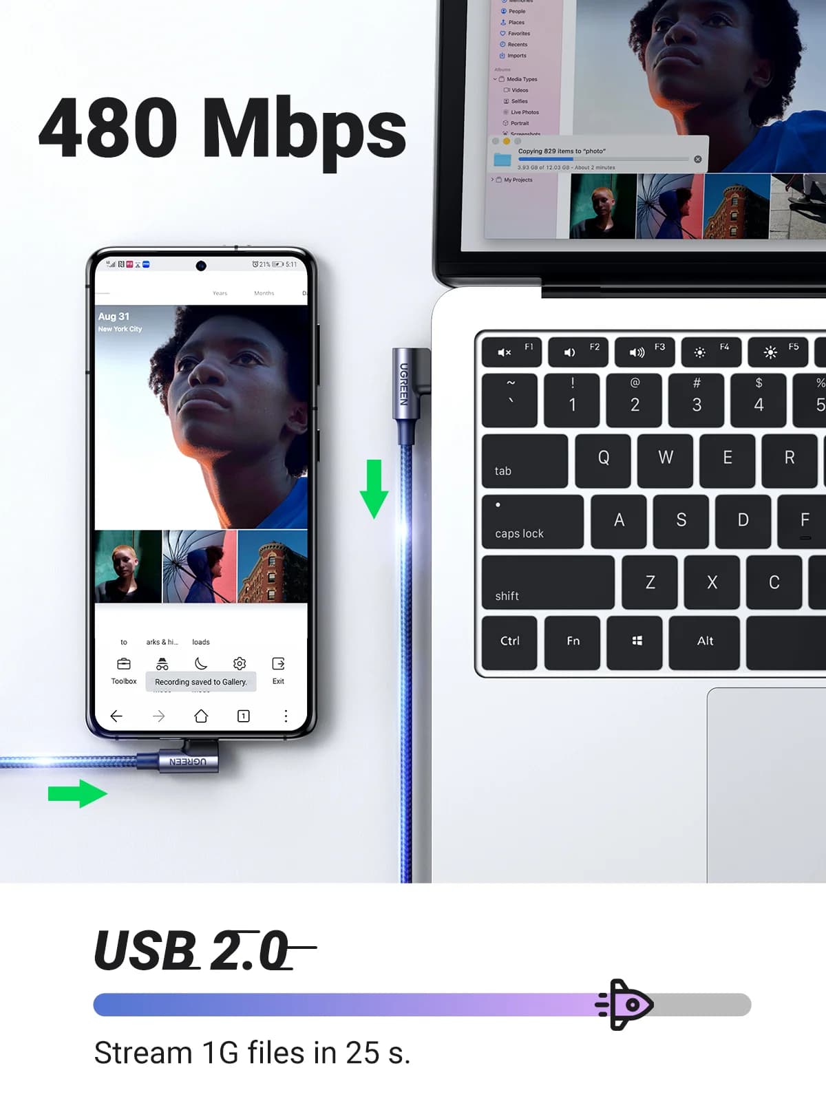 90-Grad Nylon USB-C auf USB-C Kabel