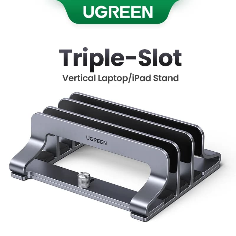 Dreifach-Slot vertikaler Aluminium-Laptop-Ständer