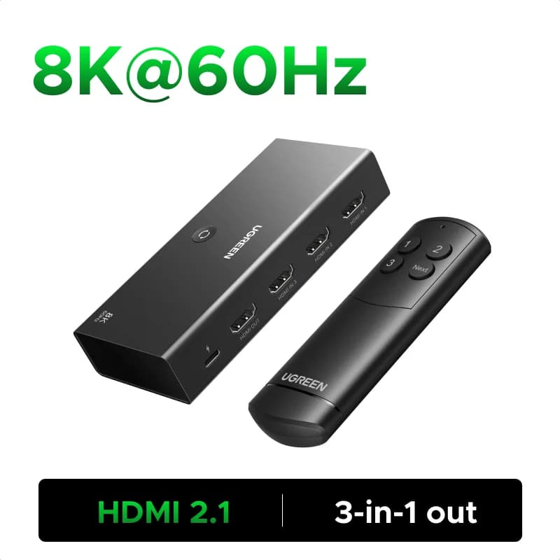 HDMI 2.1 Umschalter 3-in-1 Out 8K Fernbedienung