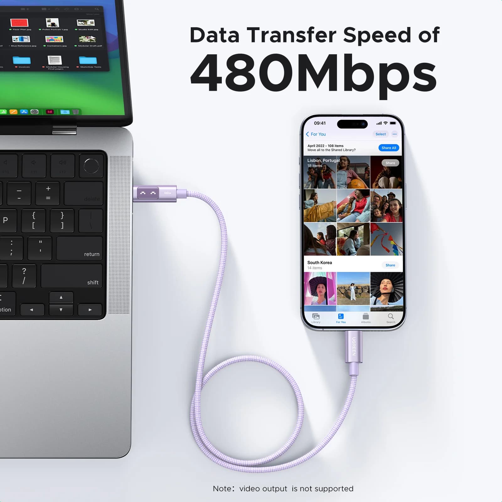 USB-C auf USB-C Kabel, 100W PD, Mehrfarbig