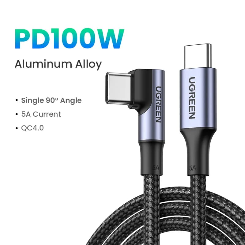 USB-C Kabel im 90°-Winkel, 100W PD, Gaming
