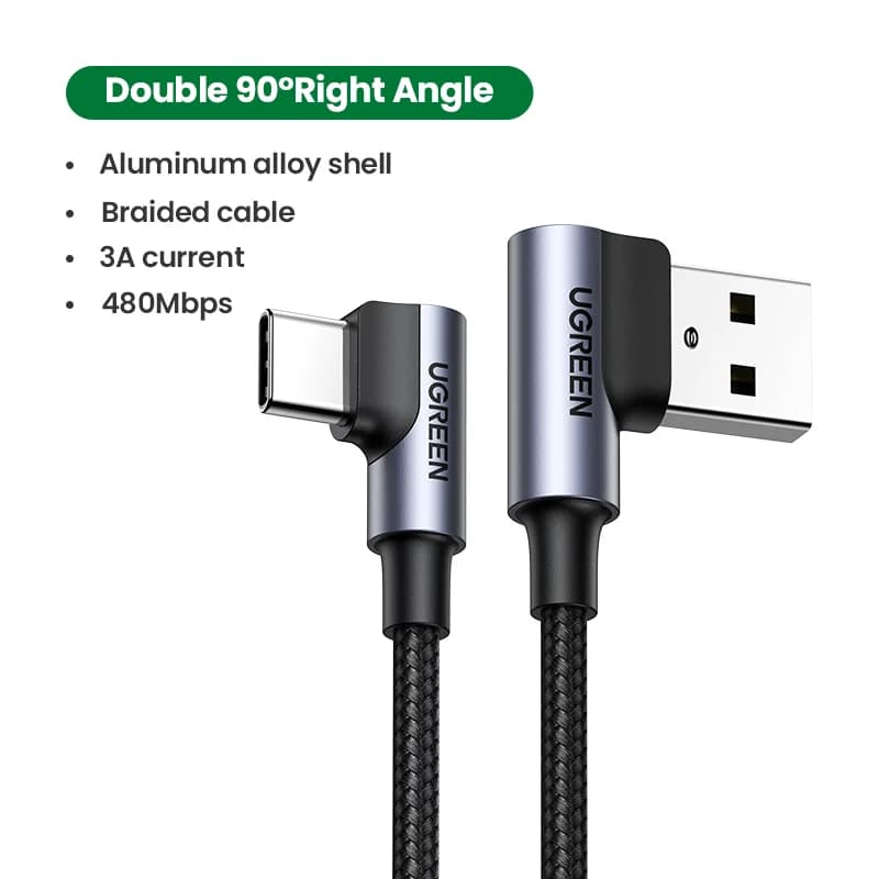 90-Grad Nylon USB-C auf USB-C Kabel