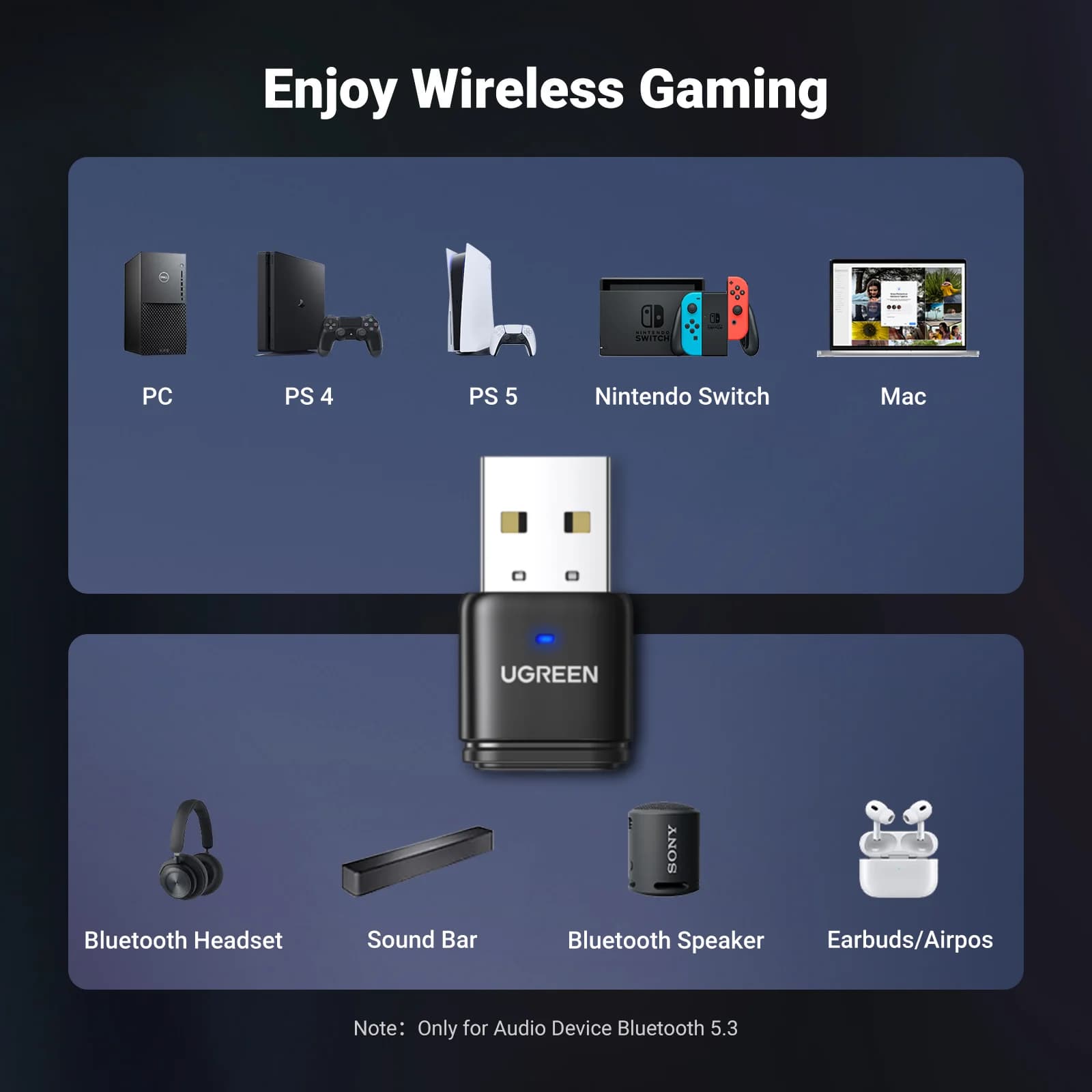 USB Bluetooth 5.3 Audio-Transmitter & Empfänger