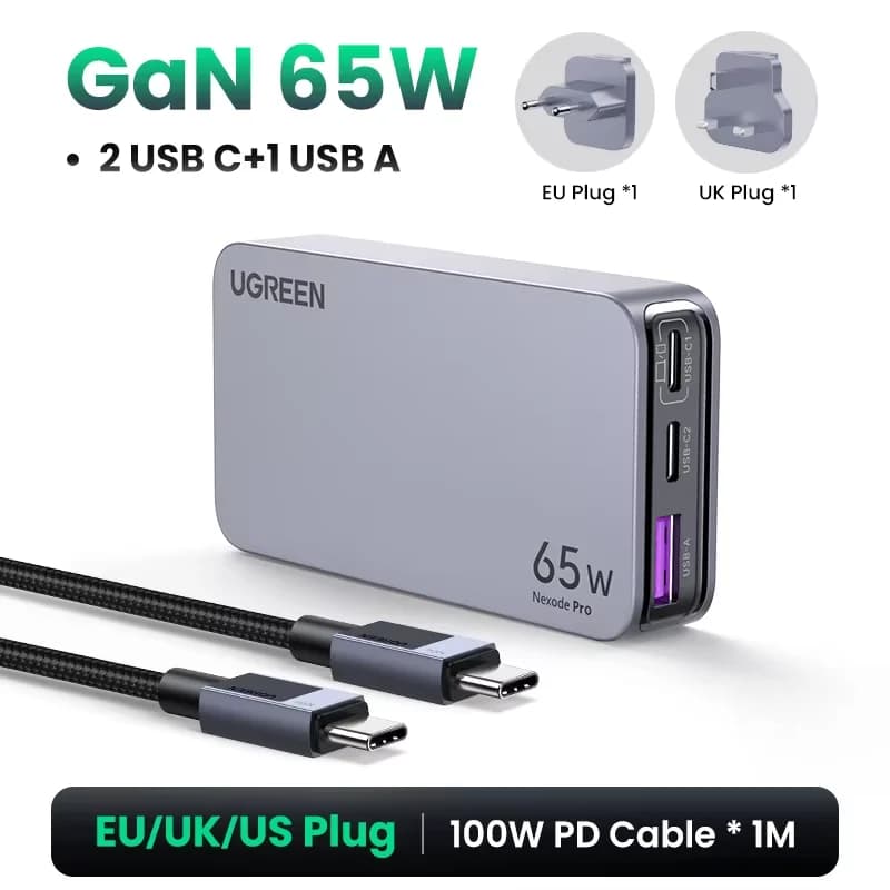 65W GaN USB-C Ladegerät mit Quick Charge 4.0