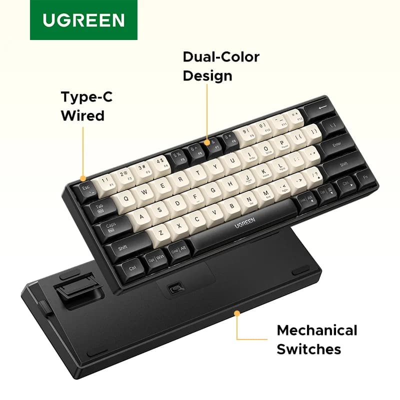 61-Tasten mechanische Kabel-Tastatur mit PBT Tastenkappen