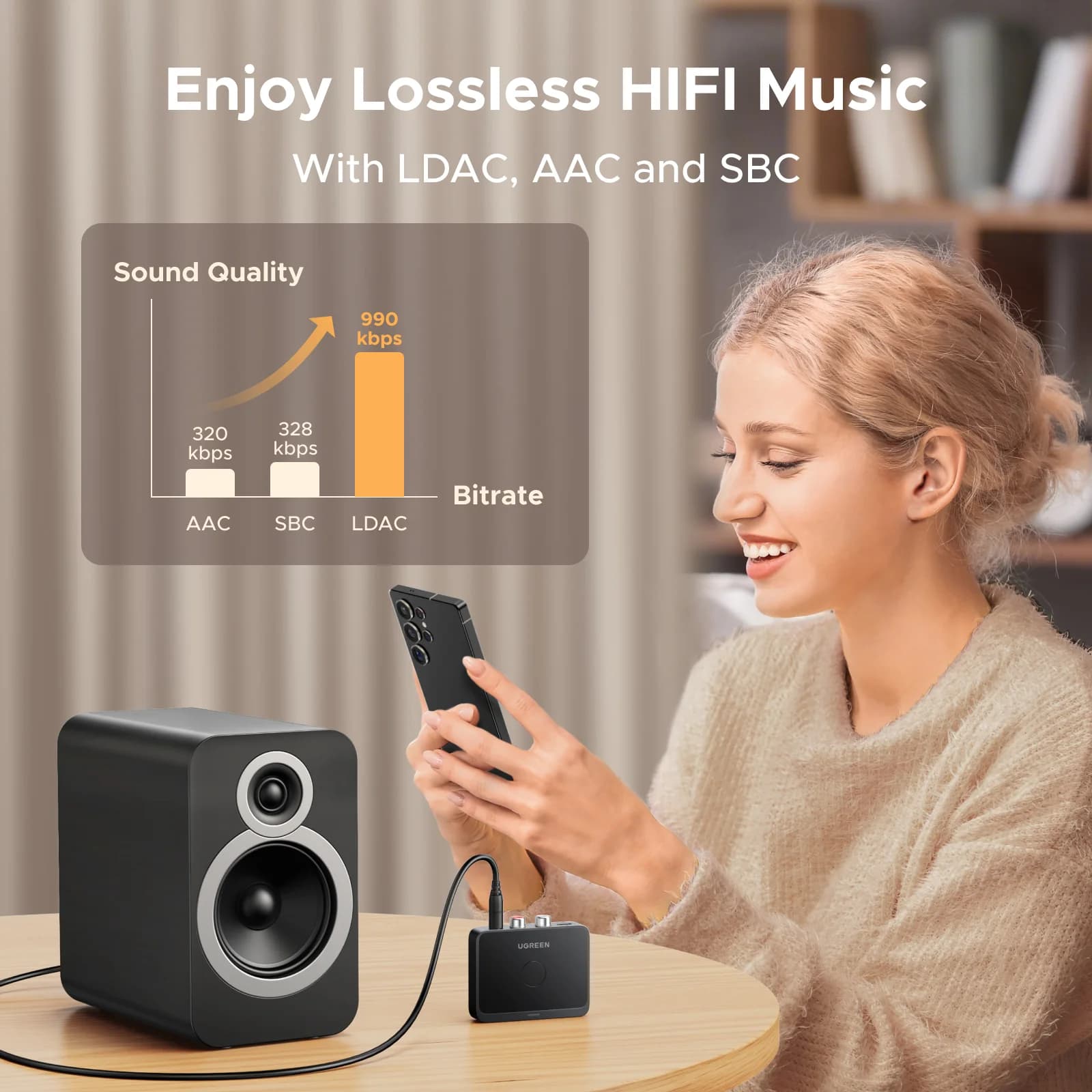 Bluetooth 6.0 Audio-Empfänger, 3,5 mm und RCA