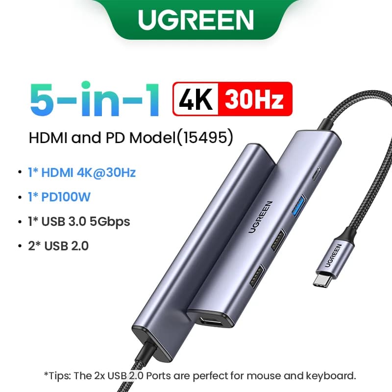 USB-C Hub mit 4K HDMI, SD/TF und 100W PD