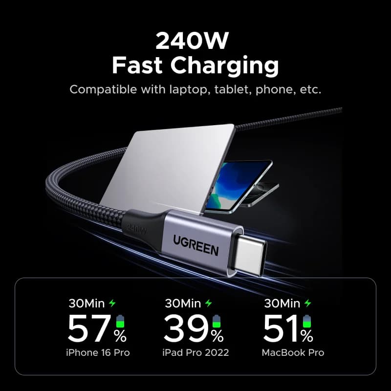 240W USB-C Magnetisches Geflochtenes Ladekabel
