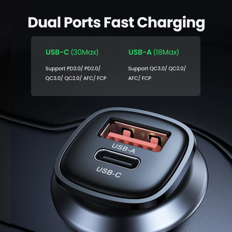 30W Schnellladen 4.0 USB-C Auto-Ladegerät