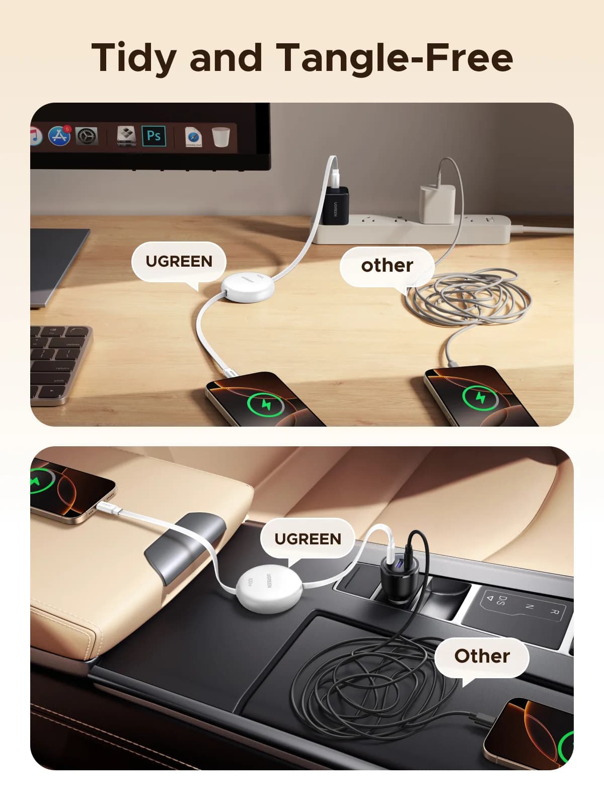 Einziehbares USB-C auf USB-C Kabel, 100W PD