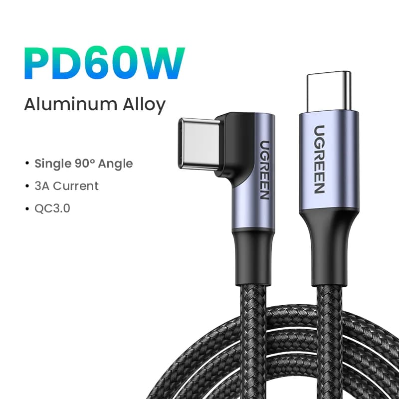 USB-C Kabel im 90°-Winkel, 100W PD, Gaming