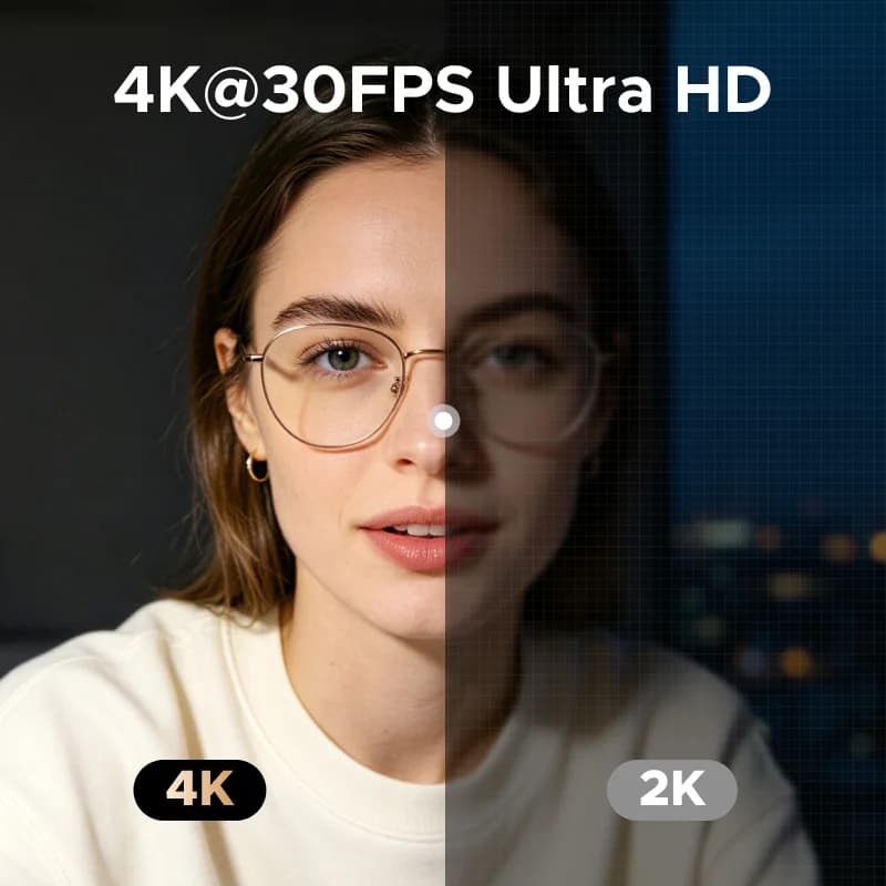 4K USB-Webcam mit Touch-Ringlicht und Datenschutzabdeckung