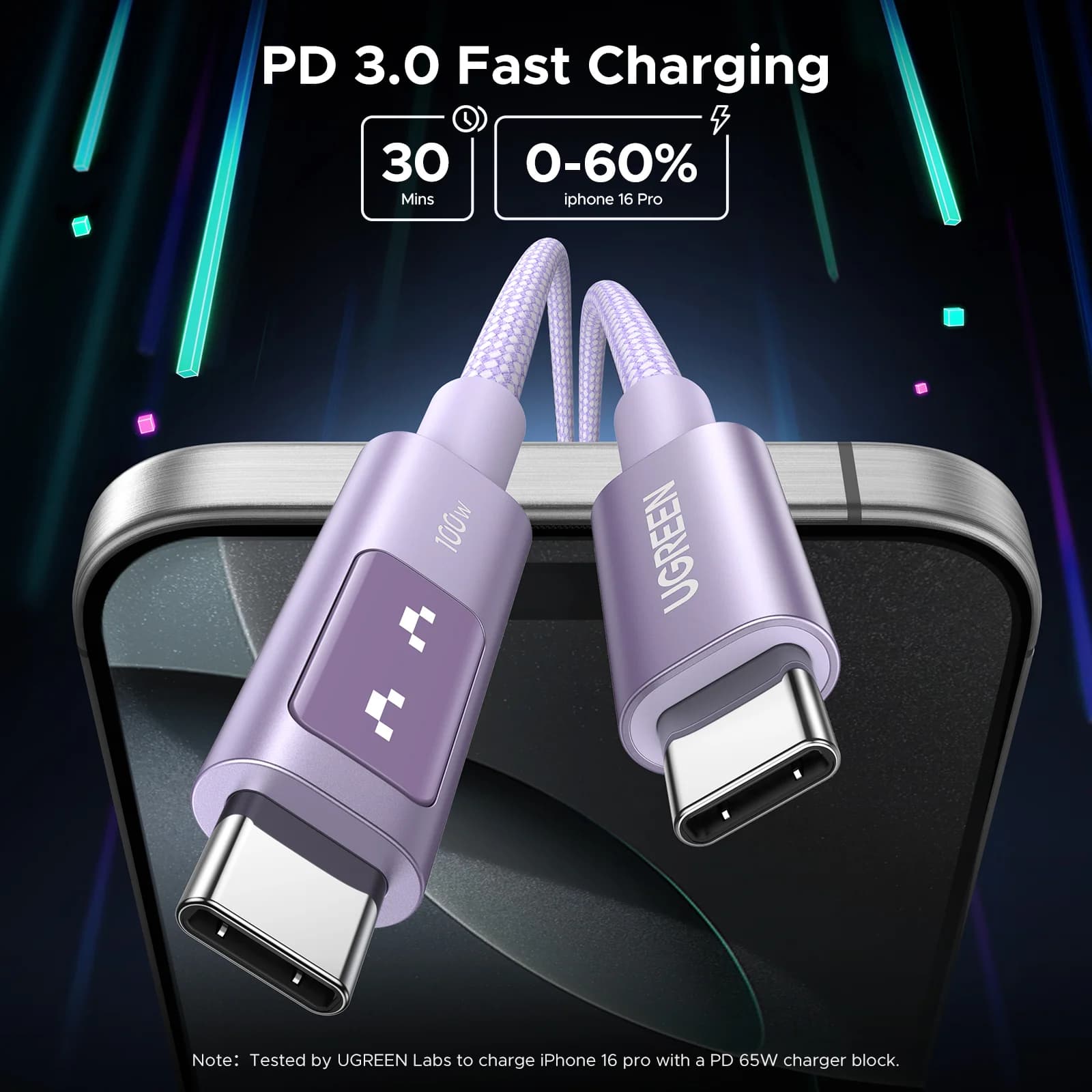 USB-C auf USB-C Kabel, 100W PD, Mehrfarbig