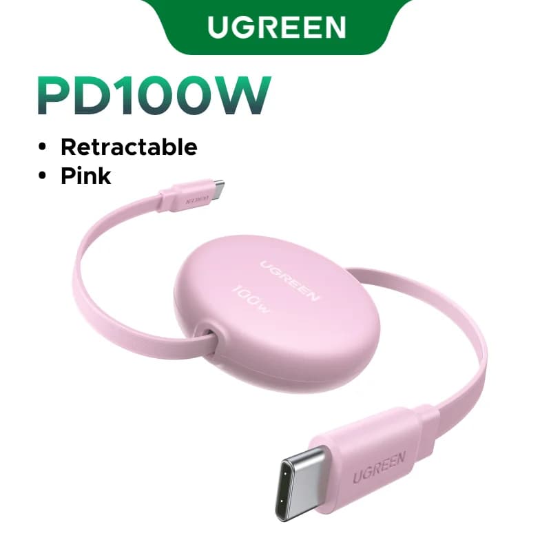 Einziehbares 100W USB-C auf USB-C Schnellladekabel