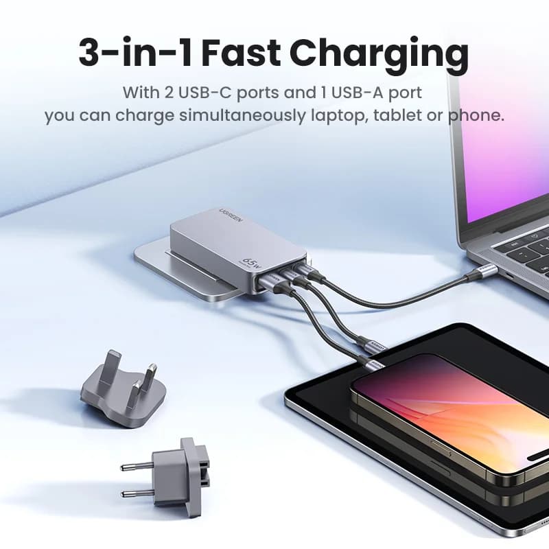 65W GaN USB-C Ladegerät mit Quick Charge 4.0