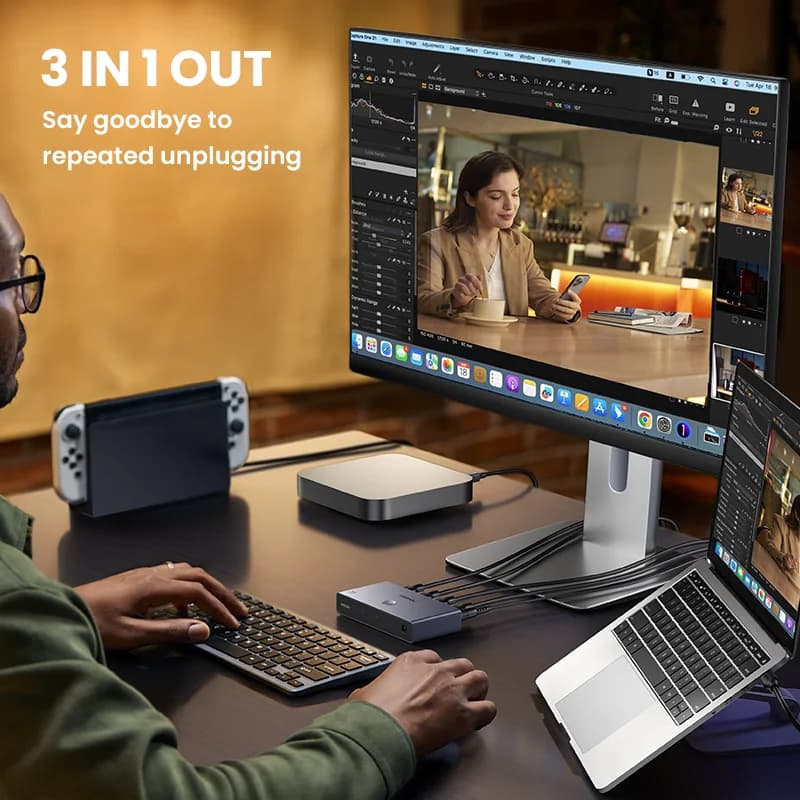 HDMI 2.1 Umschalter 3-in-1 Out 8K Fernbedienung