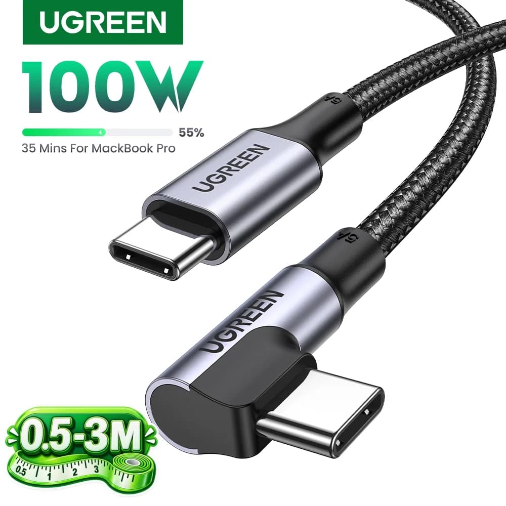 USB-C Kabel im 90°-Winkel, 100W PD, Gaming